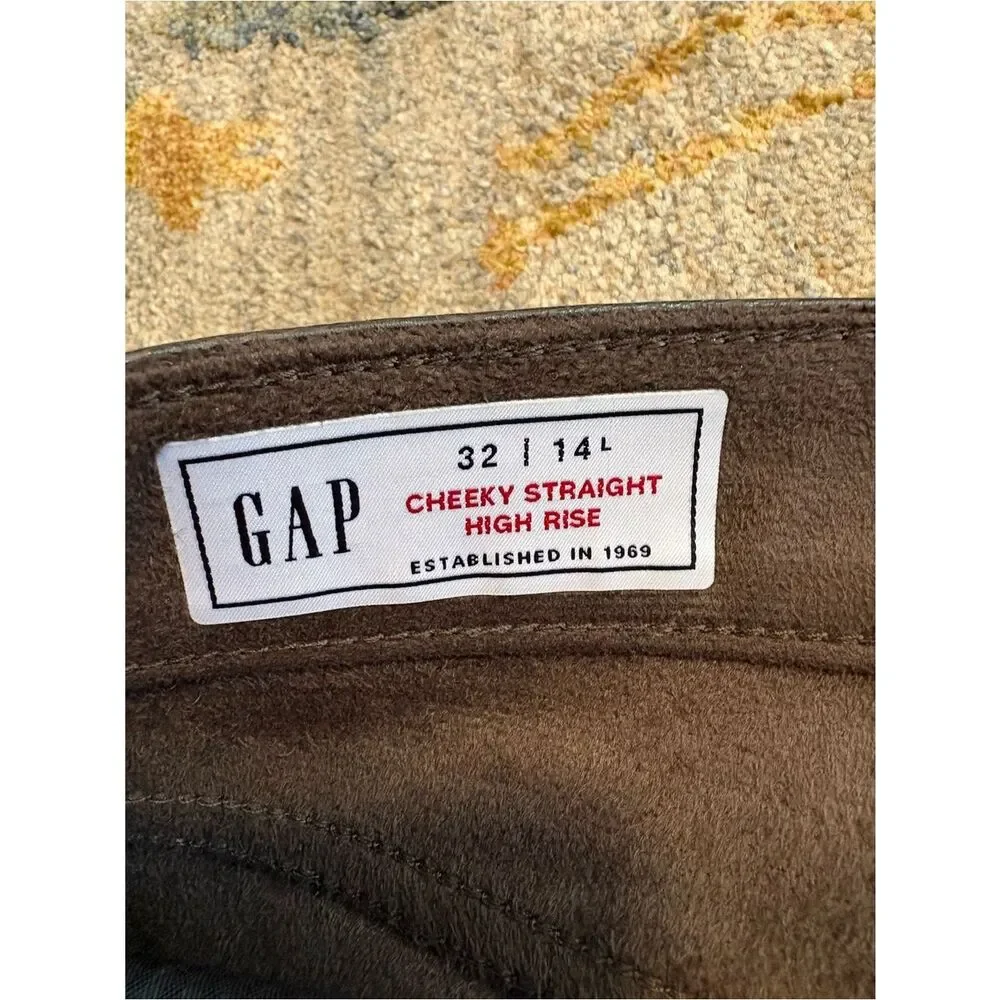 GAP High Rise Vegan Croc Leather Cheeky Straight Pants 32 14 Long Tall NWT